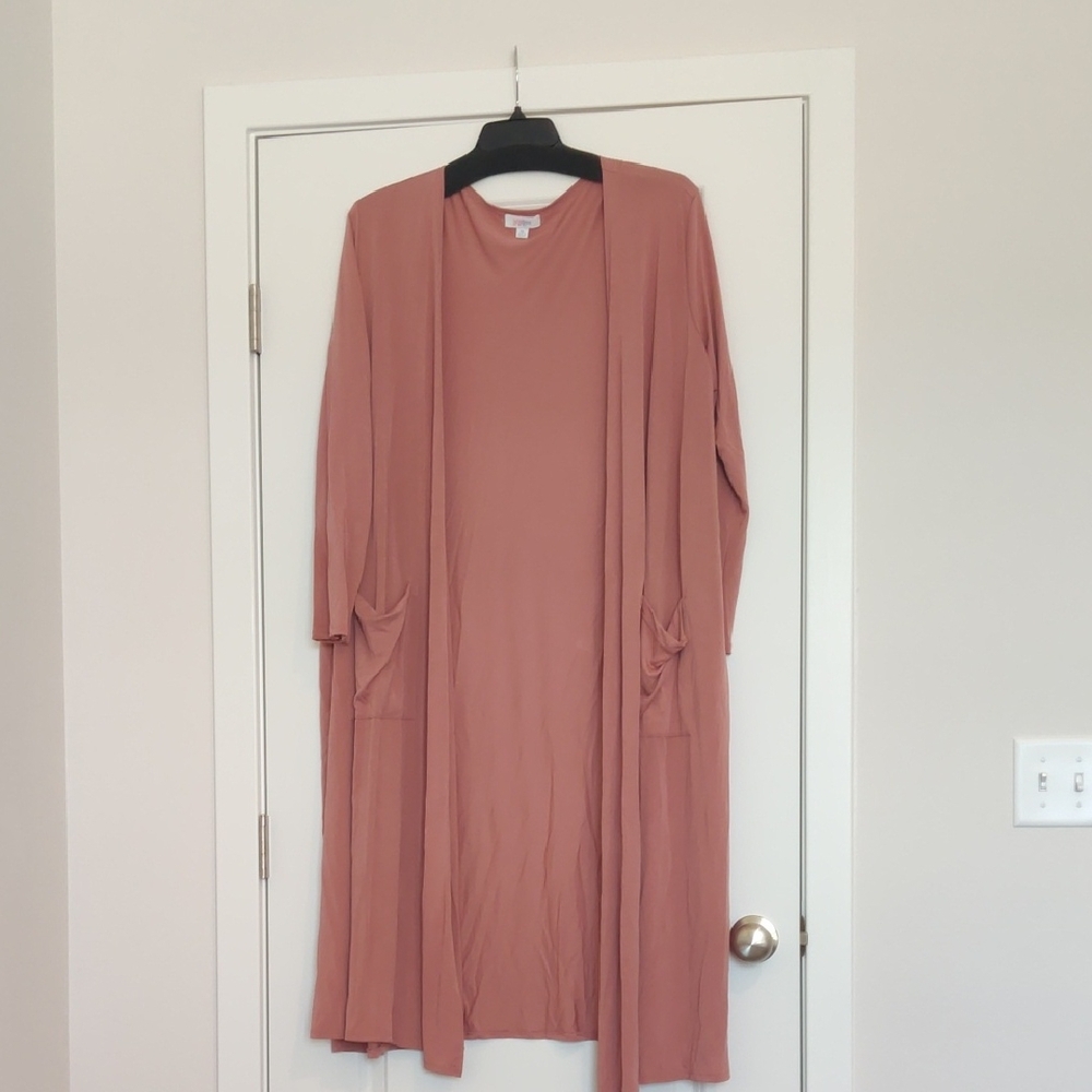 Dusty Rose Long Cardigan